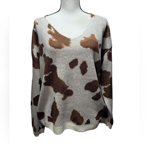 Peach Love California Oversized Cow Print Sweater